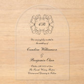 Elegante  Parijse bruiloft Transparant Boog Acryl Uitnodigingen (Voorkant)