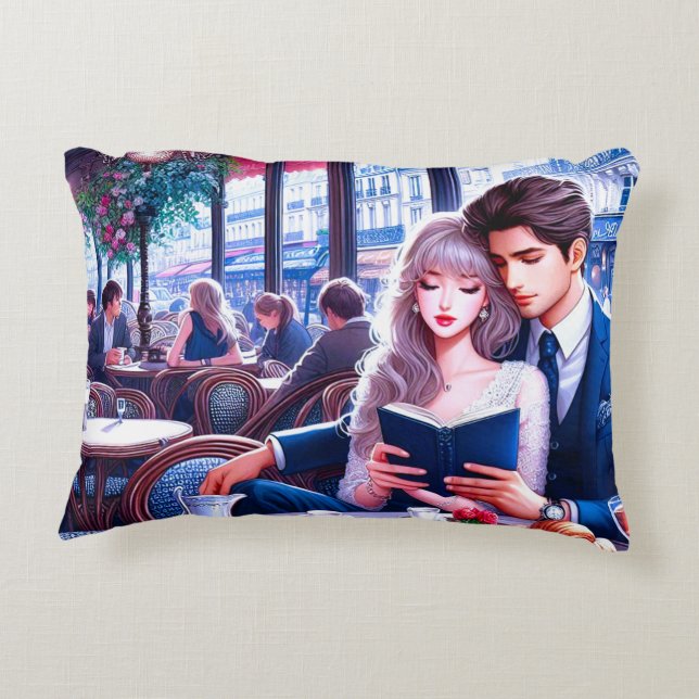 Elegante Parijse Café Datum: Een romantische ontsn Accent Kussen (Achterkant)