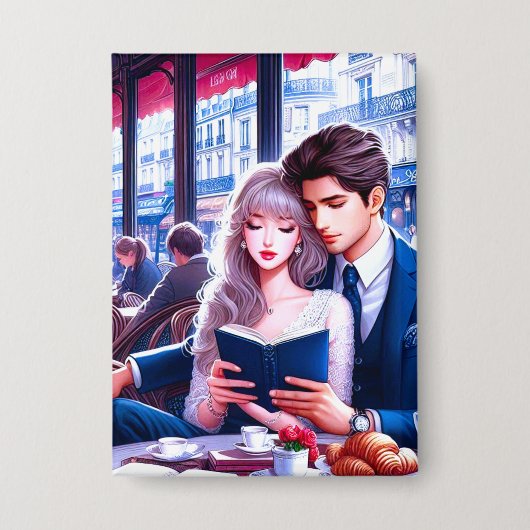 Elegante Parijse Café Datum: Een romantische ontsn Button (Voorkant)