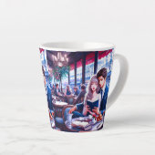 Elegante Parijse Café Datum: Een romantische ontsn Latte Mok (Rechterhoek)