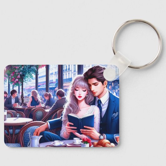 Elegante Parijse Café Datum: Een romantische ontsn Sleutelhanger (Voorkant)
