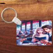 Elegante Parijse Café Datum: Een romantische ontsn Sleutelhanger (Achterkant)