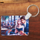 Elegante Parijse Café Datum: Een romantische ontsn Sleutelhanger (Voorkant)