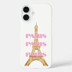 Elegante Parijse Eiffeltoren Parijs in Roze iPhone 16 Hoesje