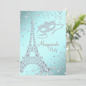 Elegante Parijse Masquerade Party Kaart (Staand voorkant)