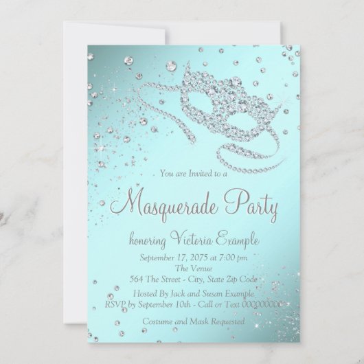 Elegante Parijse Masquerade Party Kaart (Achterkant)