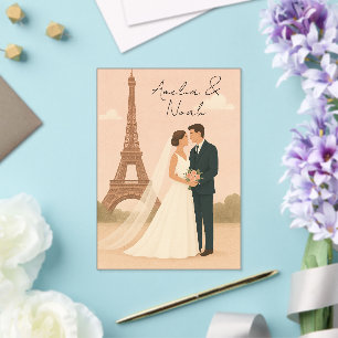 Elegante Parijse trouwacryl uitnodiging – Eiffelto