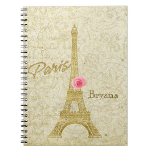 Elegante Paris Eiffeltoren Goud & Roze Notitieboek