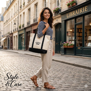 Elegante Paris Frankrijk Mark Stijlvolle Canvas Ta Tote Bag