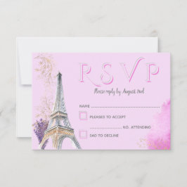 Elegante Paris Roze Gouden Waterverf Eiffeltoren RSVP Kaartje