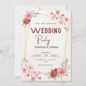 Elegante partij bruiloft bloem licht roze modern kaart (Voorkant)