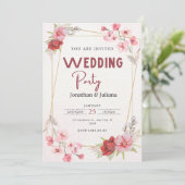 Elegante partij bruiloft bloem licht roze modern kaart (Staand voorkant)