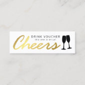 Elegante Party Gratis Drink Voucher | witgoud Mini Visitekaartje (Voorkant)