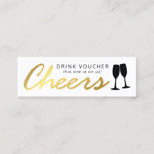 Elegante Party Gratis Drink Voucher witgoud Mini Visitekaartje
