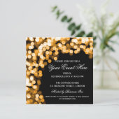 Elegante Party Invitation Gold Sparkly Black Kaart (Staand voorkant)