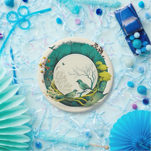 Elegante Party Pappteller mit Naturmotiv Papieren Bordje (Feest)