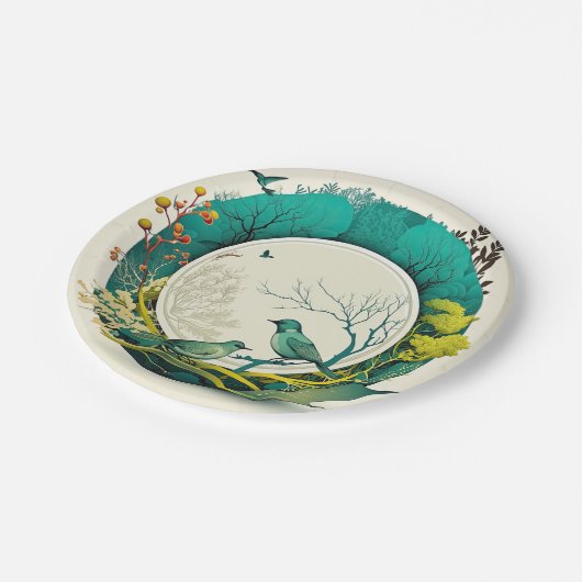 Elegante Party Pappteller mit Naturmotiv Papieren Bordje (Gekanteld)