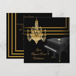 Elegante Partypiano Kroonluchter Goud Champagne Kaart