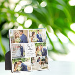 Elegante Pas getrouwd Fotocollage bruiloft Jubileu Fotoplaat<br><div class="desc">Dit mooie pasgetrouwde stel trouwfoto plaquette cadeau is voorzien van een stijlvolle lay-out van 6 trouwfoto's op een witte achtergrond met de namen van het getrouwde paar,  locatie en datum. Een prachtige fotocollage voor jonggehuwden of voor een man of vrouw jubileum cadeau.</div>