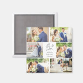 Elegante Pas getrouwd Getrouwd Paar Fotocollage Magneet (Voorkant / Achterkant)