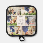 Elegante Pas getrouwd Getrouwd Paar Fotocollage Pannenlap (Voorkant)