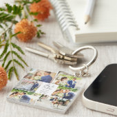 Elegante Pas getrouwd Getrouwd Paar Fotocollage Sleutelhanger (Voorkant Rechts)