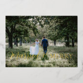 Elegante Pas getrouwd Getrouwd & Vrolijk Folie Vak Folie Feestdagenkaart (Voorkant)