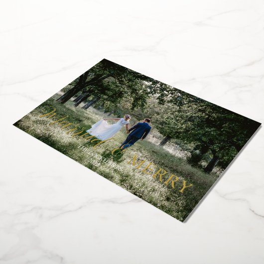 Elegante Pas getrouwd Getrouwd & Vrolijk Folie Vak Folie Feestdagenkaart (Gedraaid)