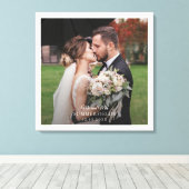 Elegante Pas getrouwd Paar Bruiloft Foto Monogram Canvas Afdruk (Insitu (Houten vloer))