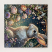 Elegante Pasen Bloemen Art Nouveau Bunny Legpuzzel (Horizontaal)