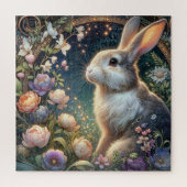 Elegante Pasen Bloemen Art Nouveau Bunny Legpuzzel (Verticaal)