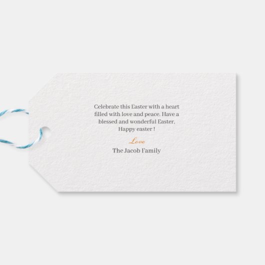 Elegante Pasen Bloemen Kalligrafie Christelijk Kru Cadeaulabel (Achterkant Horizontaal)