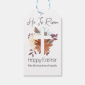 Elegante Pasen Bloemen Kalligrafie Christelijk Kru Cadeaulabel (Voorkant)