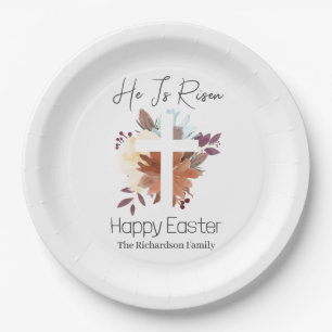 Elegante Pasen Bloemen Kalligrafie Christelijk Kru Papieren Bordje