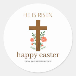 Elegante Pasen Bloemen Kalligrafie Christelijk Kru Ronde Sticker