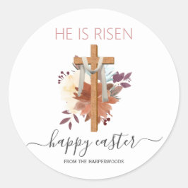 Elegante Pasen Bloemen Kalligrafie Christelijk Kru Ronde Sticker