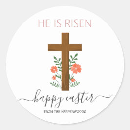 Elegante Pasen Bloemen Kalligrafie Christelijk Kru Ronde Sticker