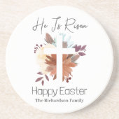 Elegante Pasen Bloemen Kalligrafie Christelijk Kru Zandsteen Onderzetter (Voorkant)