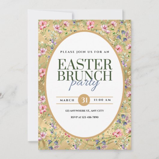 Elegante Pasen Brunch Feest Bloemige Aankondiging (Voorkant)
