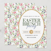 Elegante Pasen Brunch Party Bloemen Aankondiging (Voorkant / Achterkant)