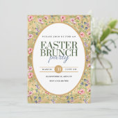 Elegante Pasen Brunch Party Bloemen Aankondiging (Staand voorkant)