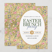 Elegante Pasen Brunch Party Bloemen Aankondiging (Voorkant / Achterkant)