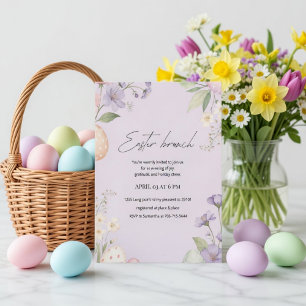 Elegante Pasen Brunch   Pastel Bloemrijke Lente Kaart