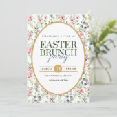 Elegante Pasen Brunchen Feest Bloemige Aankondigin Aankondiging (Staand voorkant)