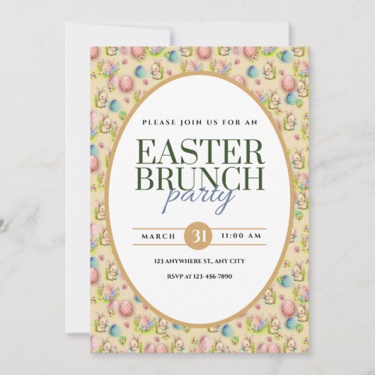 Elegante Pasen Brunchen Partij Aankondiging (Voorkant)