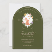 Elegante Pasen Bunny Crest Spring Floral Verjaarda Kaart (Voorkant)