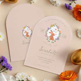 Elegante Pasen Bunny Crest Spring Floral Verjaarda Kaart