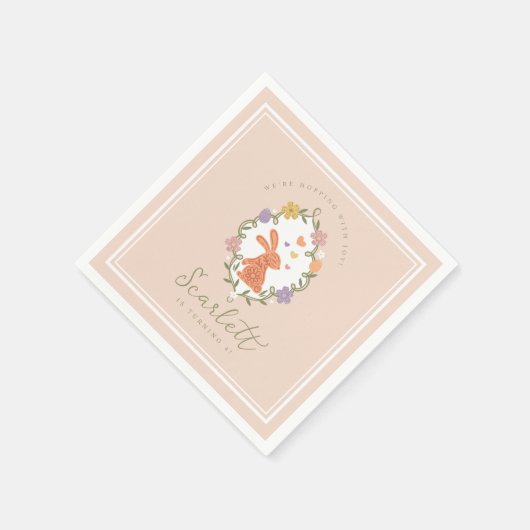 Elegante Pasen Bunny Crest Spring Floral Verjaarda Servet (Hoek)