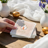 Elegante Pasen Bunny Crest Spring Floral Verjaarda Servet