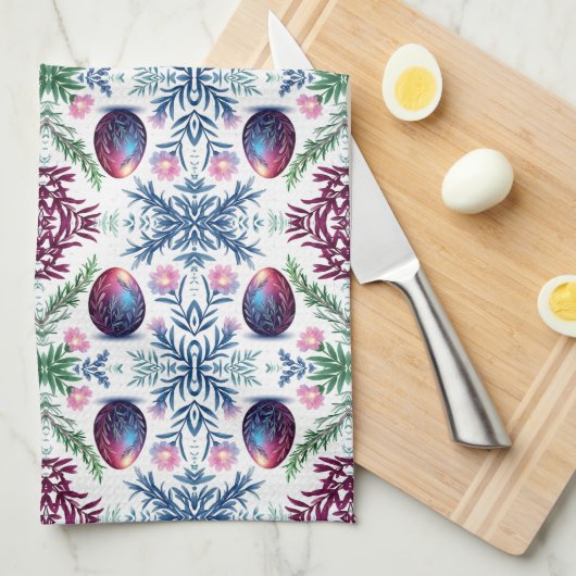 Elegante Pasen Ei Botanische Kunst Theedoek (Quarter Fold)